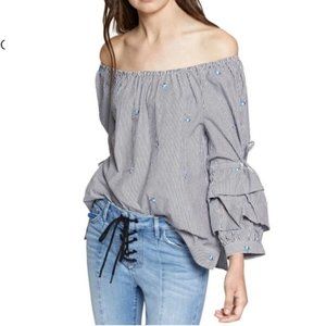 Sanctuary Striped cotton off shoulder top